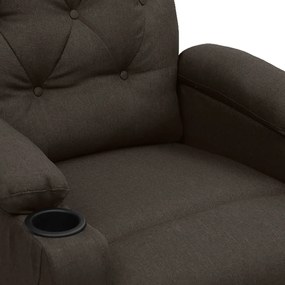 Poltrona de massagens elétrica tecido castanho-escuro