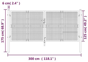 Portão de rede para jardim 300x175 cm aço galvanizado antracite