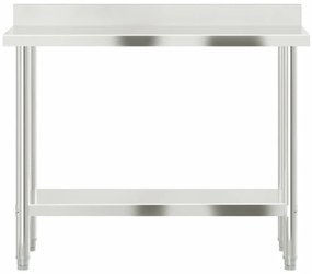 Mesa cozinha rebordo antissalpicos 110x55x93 cm aço inoxidável