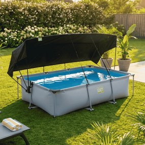 Piscina retangular Soft 300 x 200 x 65 cm com bomba de filtragem e cobertura - cinzenta