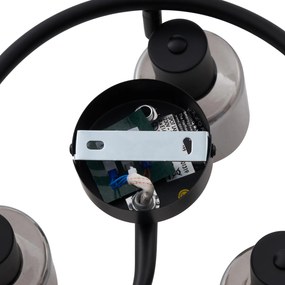 Candeeiro de Teto Moderno Preto com Vidro Fumê em Espiral 3 Luzes - Cilin