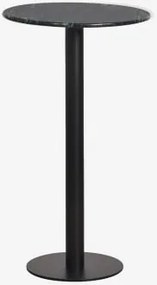 Mesa Alta De Bar Redonda Ø60 Cm Em Pedra Natural Xiren Mármore Verde Big Flower - Preto - Sklum