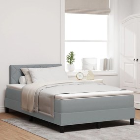 Cama Box Spring com Colchão Cinza Claro 120x200 cm Tecido