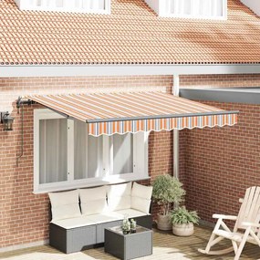 vidaXL Toldo Retrátil Manual Amarelo e Laranja e Branco