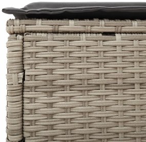 Espreguiçadeira com almofadões 2 pcs vime PE cinzento-claro