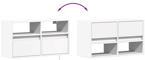 Móvel de parede para TV com luzes LED 80x31x45 cm branco
