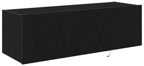 Armário de TV vidaXL com Luzes LED Carvalho Preto 100x35x31 cm