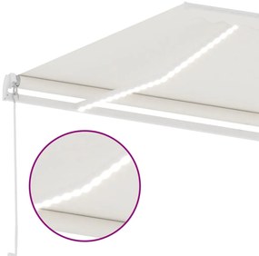 Toldo retrátil manual com LED 400x350 cm cor creme