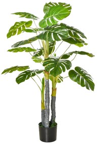 HOMCOM Planta Artificial Costela de Adão no Vaso 120cm de Altura Planta Artificial Tropical Decorativa com 20 Folhas para Casa Sala de Estar Dormitório Verde