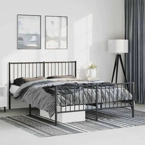 Estrutura de cama com cabeceira e pés 135x190 cm metal preto