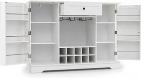 Aparador com Garrafeira, 120 x 83 x 40 cm, 10 Compartimentos para Vinho, Branco