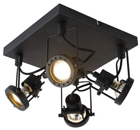 Projetores industriais pretos 4 luzes - Suplux Industrial