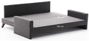 Sofá-Cama de 3 Lugares Bella – Antracite – 208 x 85 x 81 cm