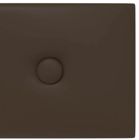 Painel parede 12pcs 60x15 cm couro artificial 1,08 m² castanho