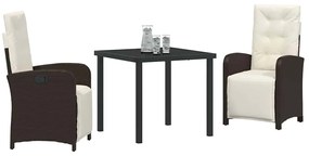 Conjunto de Jantar de Jardim com 3 peças da e almofadas em rattan sint