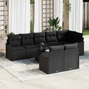 Conjunto de Sofás de Jardim de 9 Peças com Almofadas Beige de Rattan Sintético