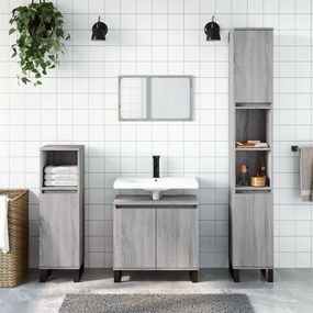 vidaXL 3 pcs Conjunto móveis casa de banho madeira proc. cinza sonoma