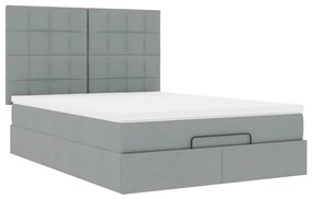 Estrutura de cama otomana com colchão 140x190 cm cinzento claro