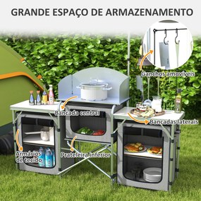 Móvel de Cozinha para Campismo Armário para Campismo Dobrável com 3 Ta