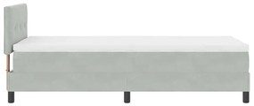 Cama Box Spring com Colchão Cinza Claro Solteiro Veludo