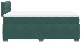 Cama boxspring com colchão 120x190 cm veludo verde-escuro