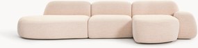 Sofá de canto modular em bouclé com chaise longue Wolke (4 lugares)