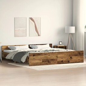 Cama vidaXL Madeira Velha 200x200 cm Painel de Madeira