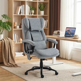 Cadeira de Escritório com Massagem de Amassamento em 4 Pontos Encosto Alto Altura Ajustável Assento Amplo Almofada Lombar Cinzento