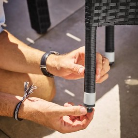 Conjunto de 2 cadeiras de jardim em Polyrattan empilháveis preto/creme