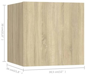 6pcs conjunto de móveis de TV derivados madeira carvalho sonoma