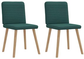 Cadeiras de jantar 2 pcs tecido verde-escuro