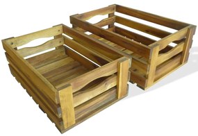 vidaXL Conjunto de caixas para maçãs 2 pcs madeira de acácia maciça