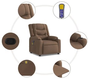 Poltrona de massagens reclinável tecido castanho