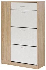 HOMCOM Sapateira 3 Portas para 18-27 Pares Sapatos Gaveta Armário Entrada Dormitório 84x30x132 cm Madeira