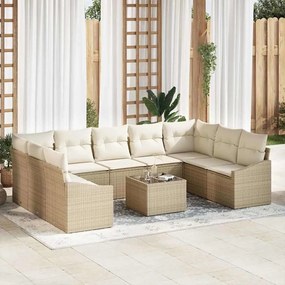 vidaXL Conjunto de Jantar para Jardim com 10 Peças e Almofadas em Rattan Poliéster Marrom