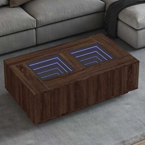vidaXL Mesa centro luzes LED Infinity 116x69x40 cm carvalho castanho