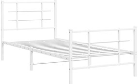 Estrutura de cama com cabeceira e pés 90x190 cm metal branco