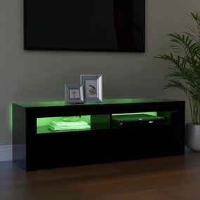 Móvel de TV com luzes LED 120x35x40 cm preto