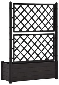 Vaso/floreira de jardim com treliça 100x43x142 cm PP antracite