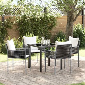 vidaXL Conjunto de Jantar de Jardim com Almofadas Castanho Rattan Poliéster