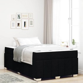 vidaXL Estrutura da Cama com colchão Preto 120 x 200 cm tecido