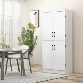 HOMCOM Armário de Cozinha Móvel Auxiliar de Cozinha com 4 Portas 6 Prateleiras de Armazenamento para Sala de Jantar Estilo Moderno 76x40x176,7cm Branco