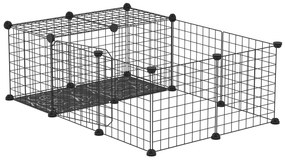 Pawhut Enclos para Pequenos Animais Parque para Coelhos Porquinhos da Índia e Roedores Modular Preto | Aosom Portugal