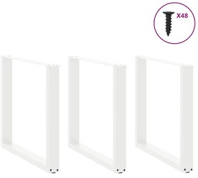 Pés para mesa de jantar em formato de U, 3 peças, branco, 90x (72-73)