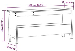 Banco de corredor 100x28x45 cm pinho maciço castanho cera