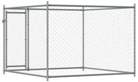 Jaula para cão com porta 2x2x1,5 m aço galvanizado cinzento