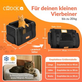 Caixa de transporte para gatos 44 x 34 x 31cm até 20kg antracite