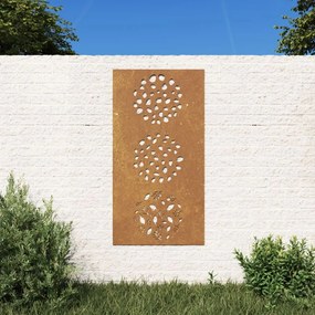 vidaXL Decoração p/ muro de jardim 105x55 cm aço corten design folhas