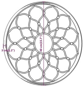 Espelho em ferro redondo p/ uso no interior 40x3 cm cor areia
