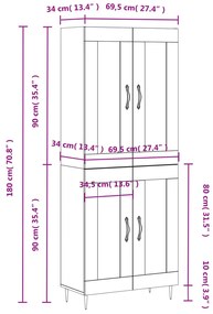 Armário alto 69,5x34x180 cm derivados de madeira branco